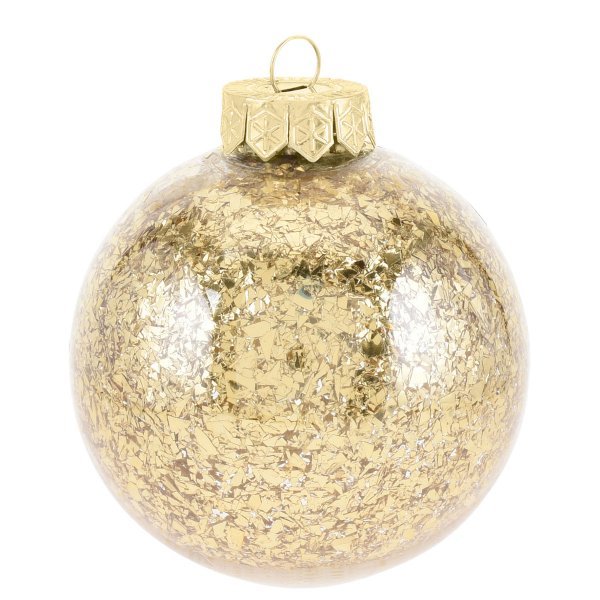 Χριστουγεννιάτικη Μπάλα με Χρυσό Κομφετί (8cm)